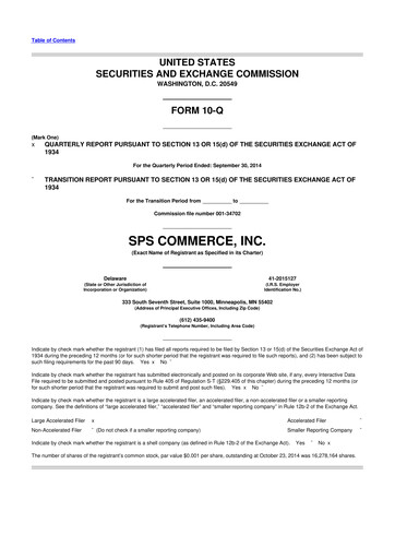 Thumbnail SPS Commerce
 10-Q Quarterly Report FY2014 
