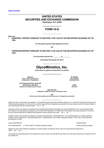 Thumbnail GlycoMimetics
 10-Q Quarterly Report FY2014 