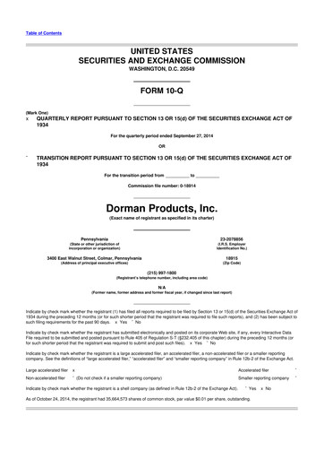 Thumbnail Dorman Products 10-Q Quarterly Report FY2014 