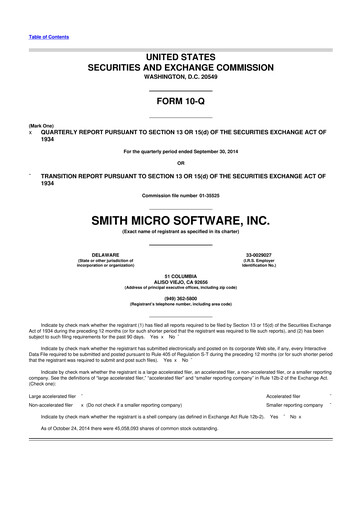 Thumbnail Smith Micro Software
 10-Q Quarterly Report FY2014 