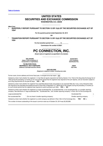 Miniature PC Connection
 10-Q Rapport trimestriel 2014 