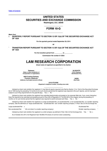 Vorschaubild Lam Research 10-Q Quartalsbericht 2015 