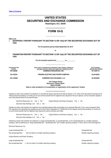Thumbnail Dominion Energy 10-Q Quarterly Report FY 