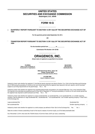 Thumbnail Oragenics 10-Q Quarterly Report FY2014 