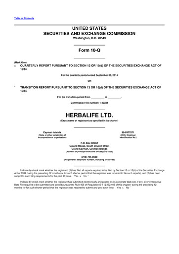 Thumbnail Herbalife 10-Q Quarterly Report FY2014 