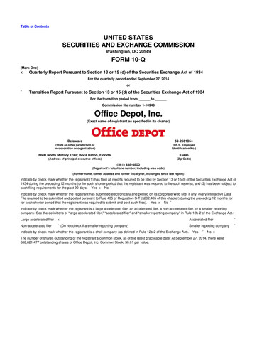 Thumbnail The ODP Corporation
 10-Q Quarterly Report FY2014 