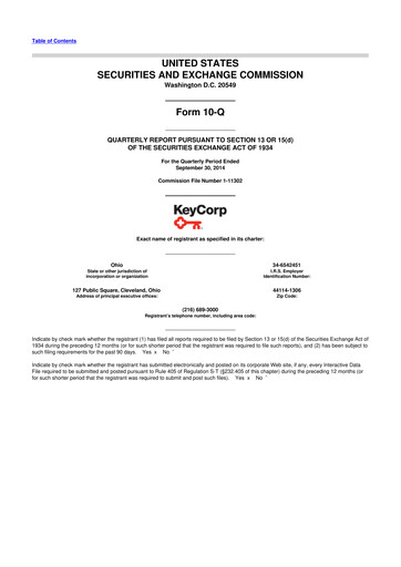 Miniature KeyCorp (KeyBank) 10-Q Rapport trimestriel 2014 