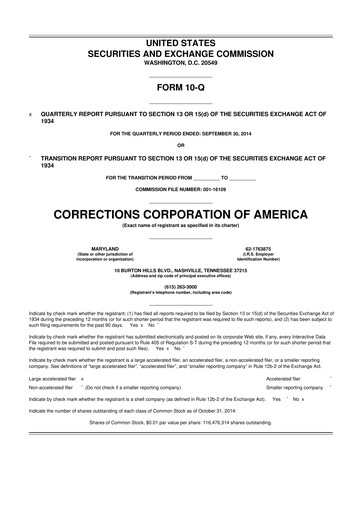 Thumbnail CoreCivic 10-Q Quarterly Report FY2014 