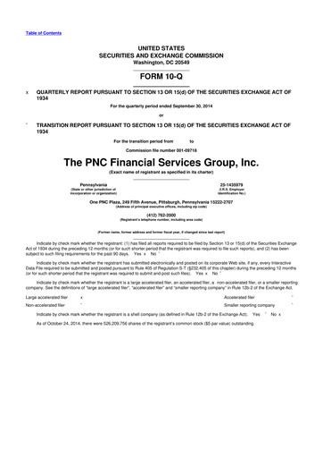 Thumbnail PNC Financial Services 10-Q Quarterly Report FY2014 