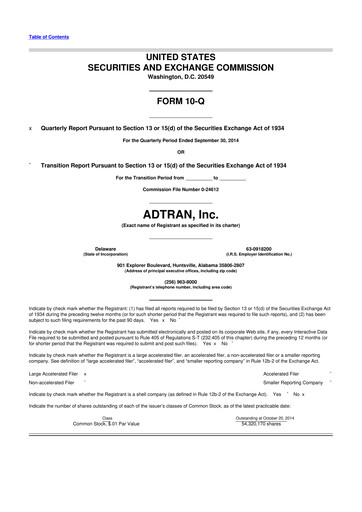 Thumbnail ADTRAN 10-Q Quarterly Report FY2014 