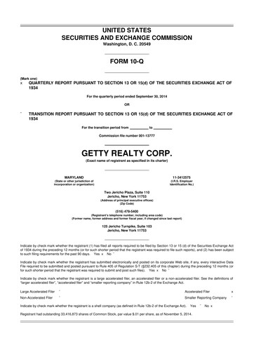 Thumbnail Getty Realty 10-Q Quarterly Report FY2014 