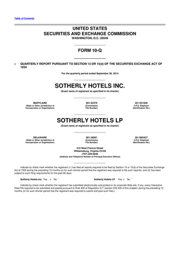 Vorschaubild Sotherly Hotels 10-Q Quartalsbericht  