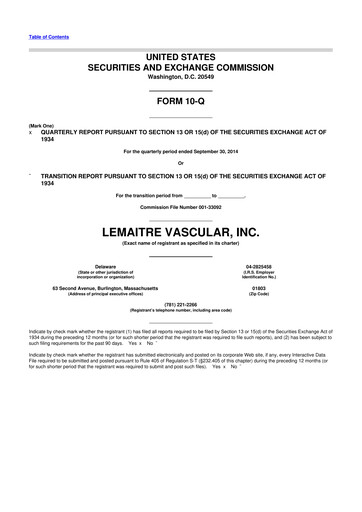 Thumbnail LeMaitre Vascular 10-Q Quarterly Report FY2014 
