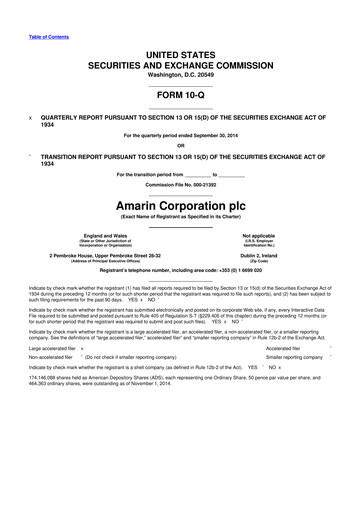 Thumbnail Amarin Corporation
 10-Q Quarterly Report FY2014 
