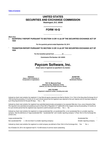 Miniature Paycom
 10-Q Rapport trimestriel 2014 