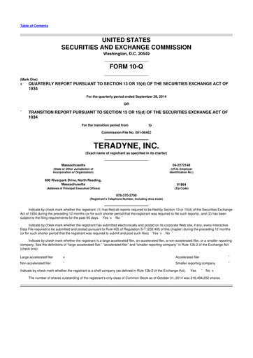 Miniature Teradyne 10-Q Rapport trimestriel 2014 