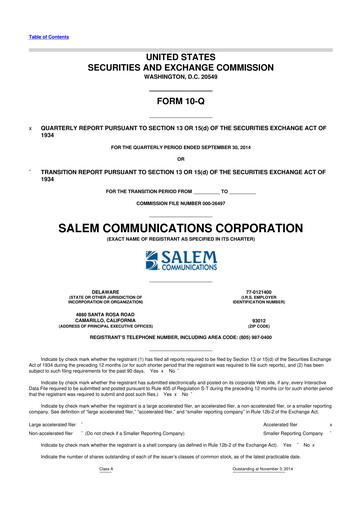 Thumbnail Salem Media Group
 10-Q Quarterly Report FY2014 