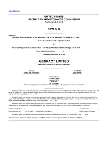 Vorschaubild Genpact 10-Q Quartalsbericht 2014 