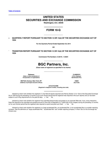 Thumbnail BGC Group
 10-Q Quarterly Report FY2014 