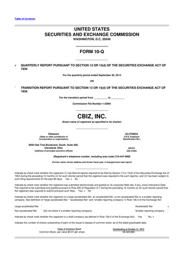 Thumbnail CBIZ 10-Q Quarterly Report FY2014 