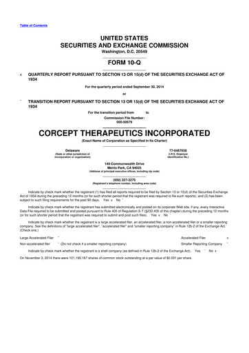 Thumbnail Corcept Therapeutics
 10-Q Quarterly Report FY2014 