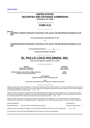 Thumbnail El Pollo Loco
 10-Q Quarterly Report FY2014 