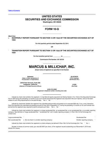 Miniature Marcus & Millichap 10-Q Rapport trimestriel 2014 