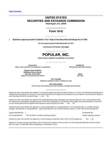 Thumbnail Popular, Inc. (Banco Popular de Puerto Rico) 10-Q Quarterly Report FY2014 