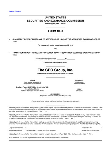 Thumbnail Geo Group 10-Q Quarterly Report FY2014 