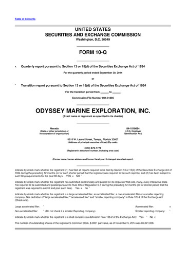Thumbnail Odyssey Marine Exploration 10-Q Quarterly Report FY2014 
