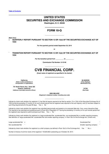 Thumbnail CVB Financial 10-Q Quarterly Report FY2014 