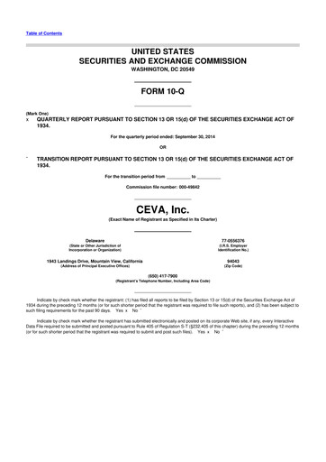 Thumbnail CEVA
 10-Q Quarterly Report FY2014 