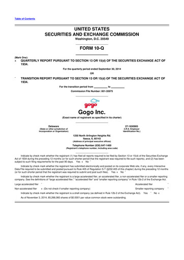 Vorschaubild Gogo Inflight Internet
 10-Q Quartalsbericht 2014 