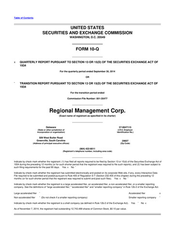 Thumbnail Regional Management Corp.
 10-Q Quarterly Report FY2014 