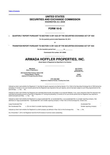 Thumbnail Armada Hoffler Properties
 10-Q Quarterly Report FY2014 