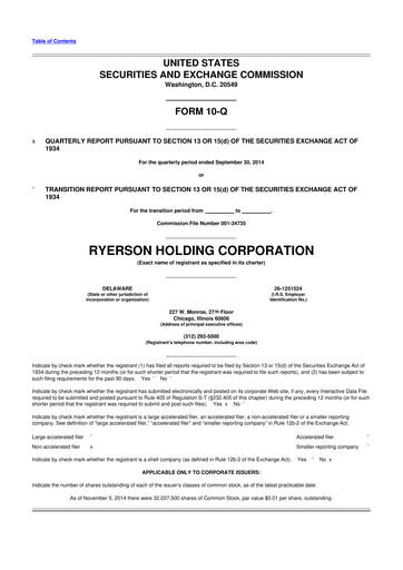 Miniature Ryerson 10-Q Rapport trimestriel 2014 