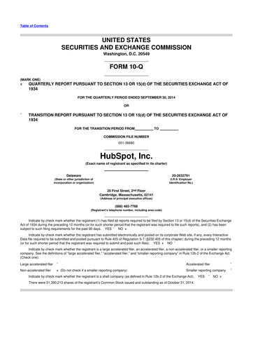 Vorschaubild HubSpot 10-Q Quartalsbericht 2014 