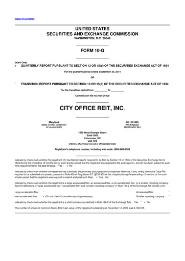 Thumbnail City Office REIT
 10-Q Quarterly Report FY2014 