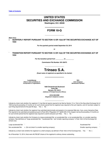 Miniature Trinseo 10-Q Rapport trimestriel 2014 