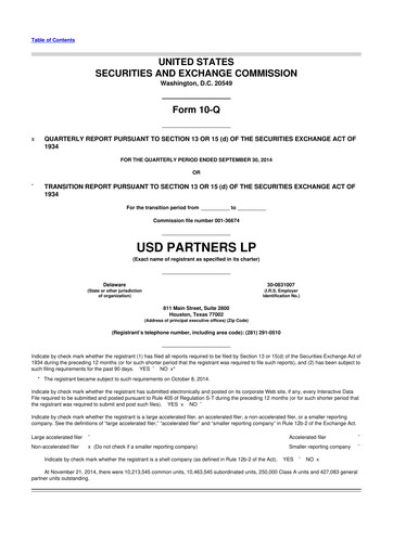 Thumbnail USD Partners
 10-Q Quarterly Report FY2014 