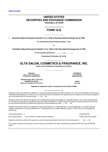 Thumbnail ULTA Beauty
 10-Q Quarterly Report FY2014 