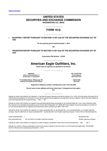 Thumbnail American Eagle Outfitters
 10-Q Quarterly Report FY2014 