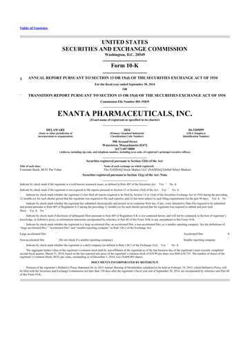 Thumbnail Enanta Pharmaceuticals
 10-K Annual Report 2014