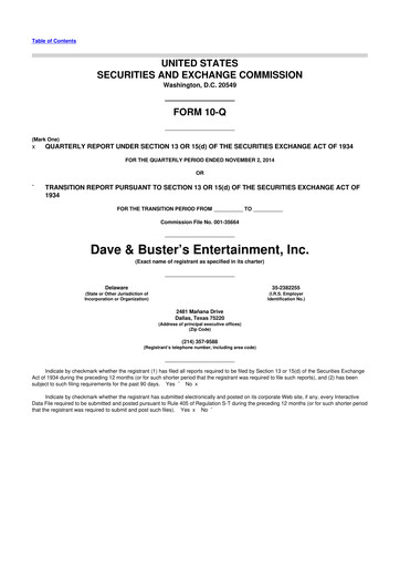 Thumbnail Dave & Buster's
 10-Q Quarterly Report FY2014 