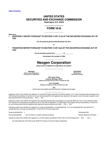 Vorschaubild Neogen 10-Q Quartalsbericht 2015 