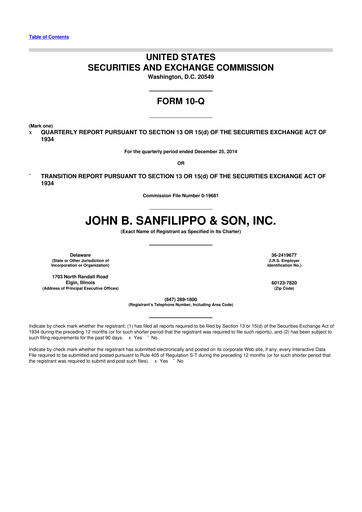 Thumbnail John B. Sanfilippo & Son 10-Q Quarterly Report FY2015 