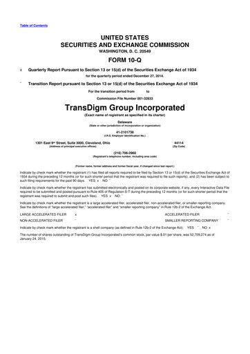 Thumbnail TransDigm Group 10-Q Quarterly Report FY2015 
