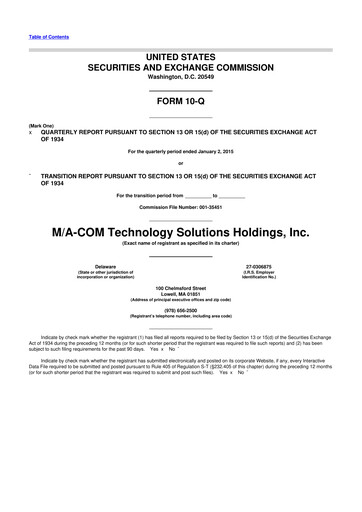 Miniature MACOM Technology Solutions 10-Q Rapport trimestriel 2015 