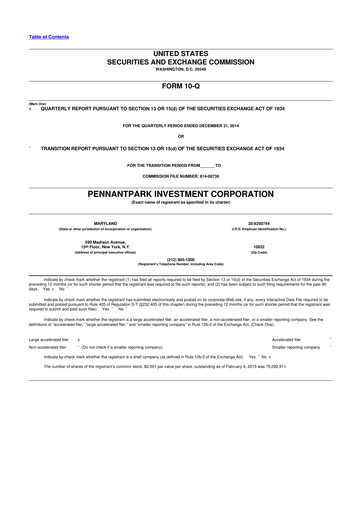 Vorschaubild PennantPark Investment 10-Q Quartalsbericht  