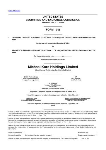 Thumbnail Capri Holdings 10-Q Quarterly Report FY2015 